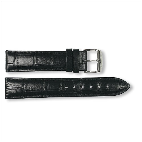 Lederband Pharo - Kroko-Design - schwarz - 20mm