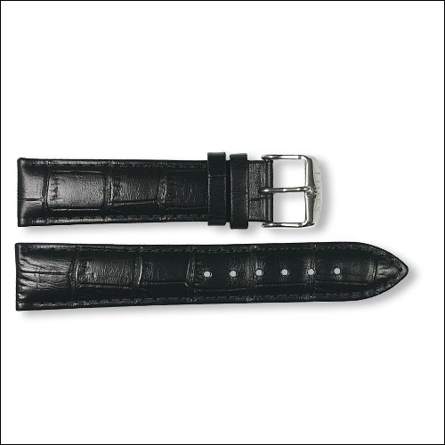 Lederband Pharo - Kroko-Design - schwarz - 20mm