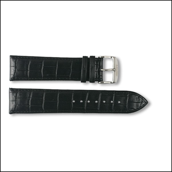 Lederband Chyros - Kroko Design - schwarz - 22mm